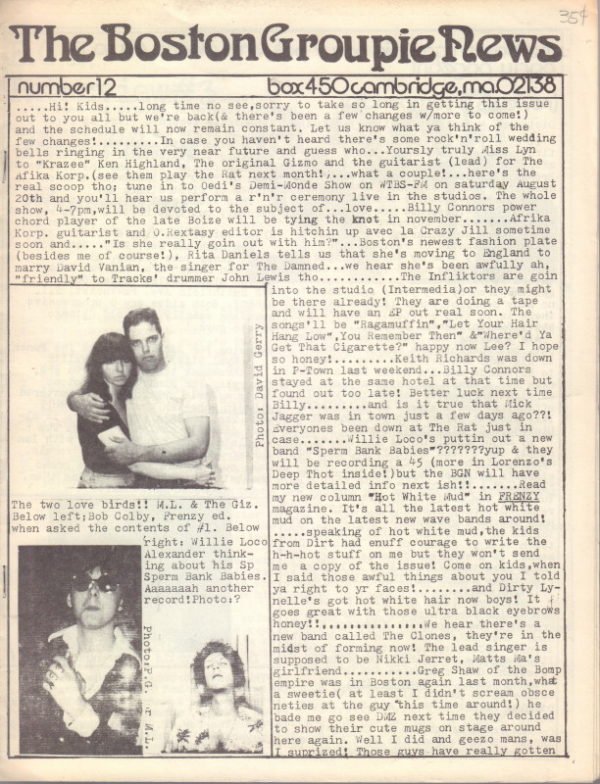 Miss Lyn and Paul Lovell.  The Boston Groupie News.