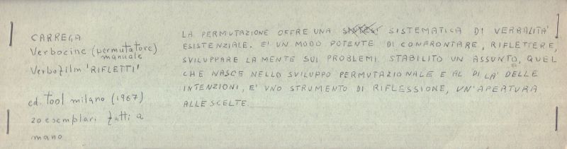 CARREGA, Ugo. Verbofilm ‘Rifletti’.