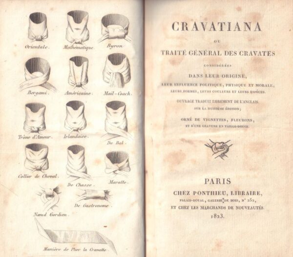 Cravatiana :  ou traité général des cravates considérées dans leur origine, leur influence politique, physique, et morale, leurs formes, leurs couleurs, et leurs espèces. - Image 2