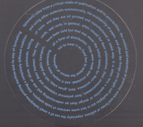 CUTTS, Simon.  A Short Essay on Ephemera.