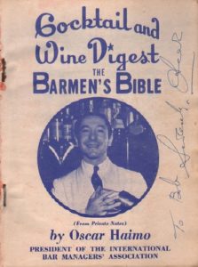 HAIMO, Oscar. Cocktail and Wine Digest: The Barmen's Bible.