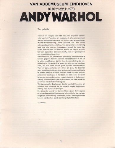 COPLANS, John. Andy Warhol.