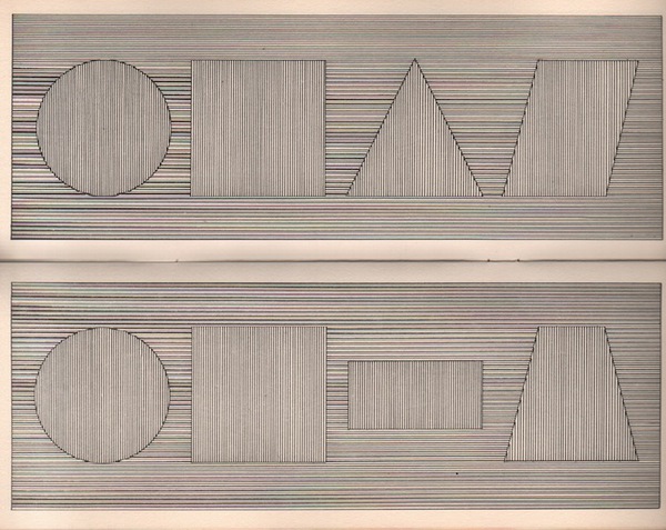 LeWITT, Sol. All Four Part Combinations of Six Geometric Figures.
