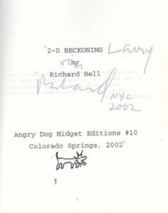 HELL, Richard. 2-D Beckoning.