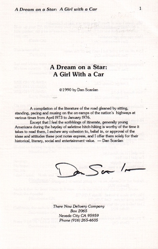 SCANLAN, Dan. A Dream on a Star: A Girl with a Car.