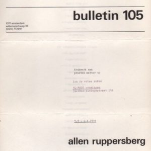 RUPPERSBERG, Allen. Bulletin 105.
