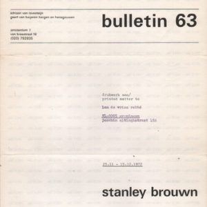 BROUWN, Stanley. Bulletin 63