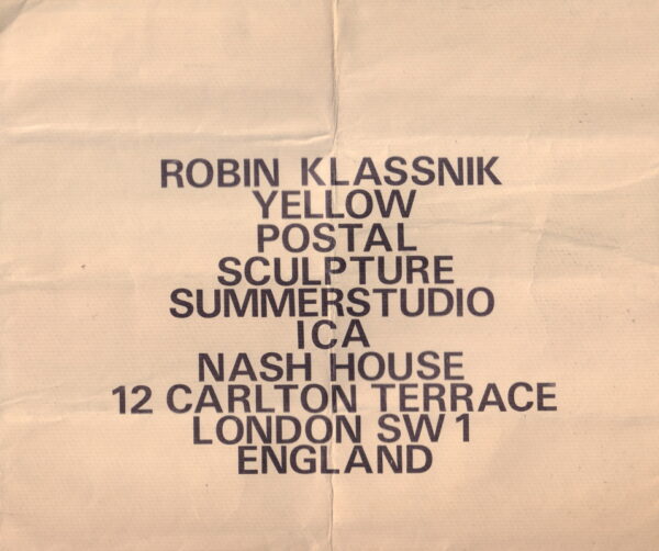 KLASSNIK, Robin.  Yellow Postal Sculpture.