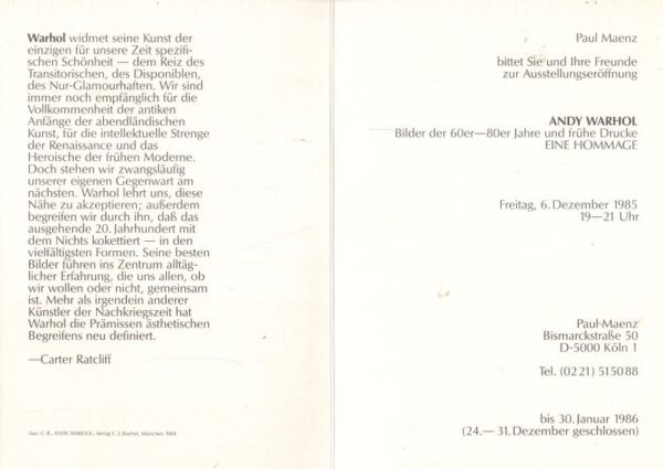 WARHOL, Andy. Bilder der 60er -80er Jahre und fruhe Drucke. - Image 2