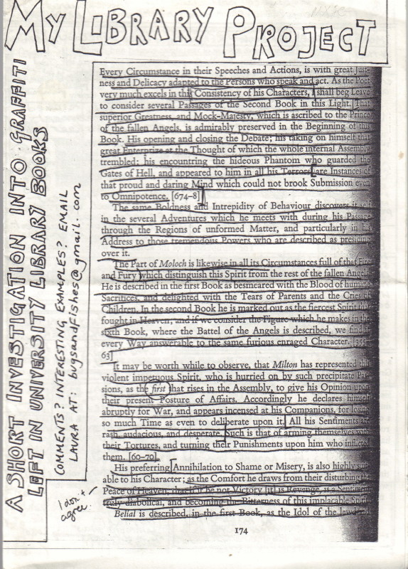 Laura My Library Project A Short Investigation Into Graffiti Left In University Library Books Cult Jones
