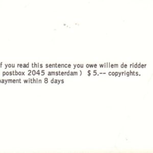 RIDDER, William de.  Paper Fluxwork.