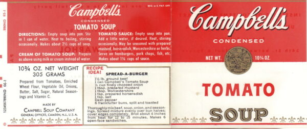 WARHOL, Andy.  Cream of Tomato Soup.