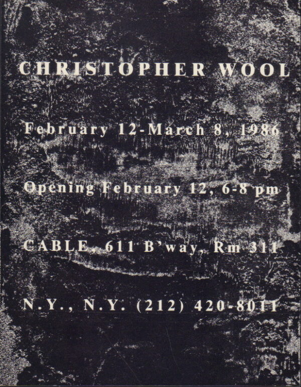 WOOL, Christopher.  Christopher Wool.